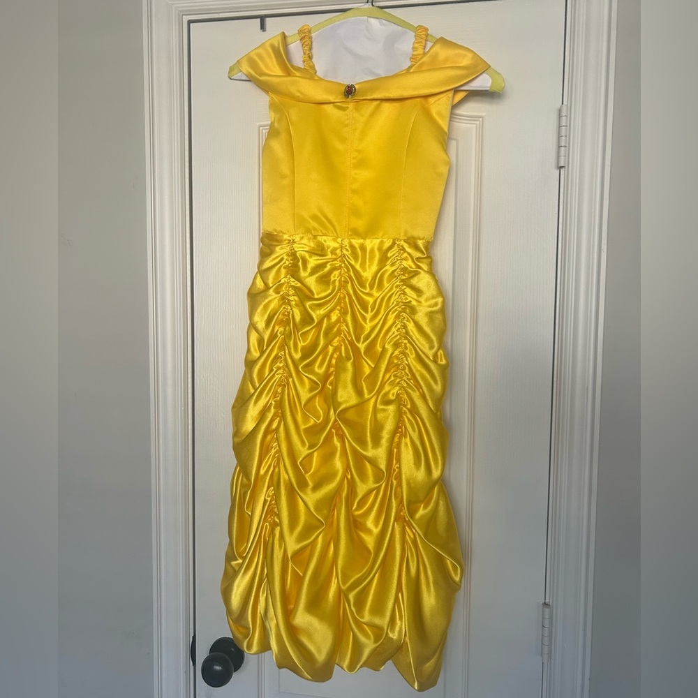 “Belle” Yellow Satin Ruched Princess Costume Dress for Kids